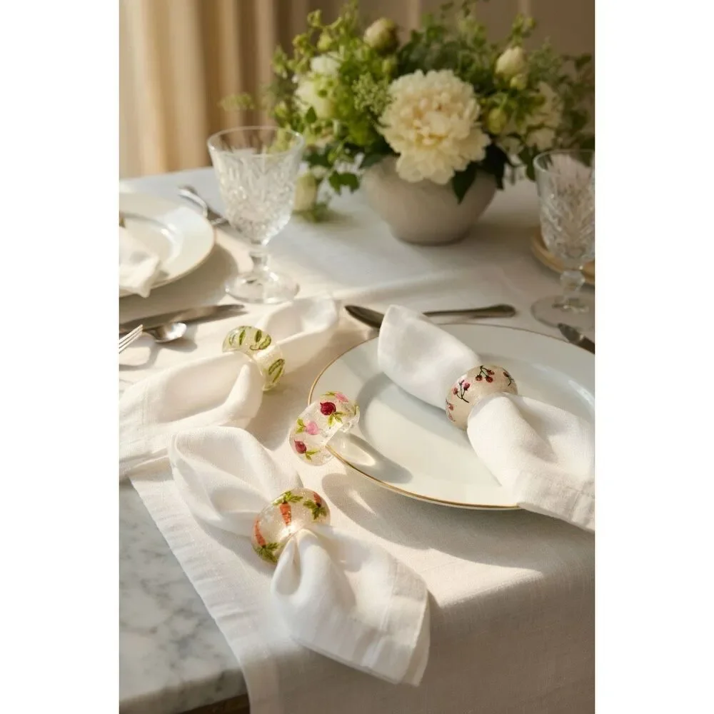 Anthropologie Crudité Boxed Napkin Rings Set of 4 Handcrafted Glass New